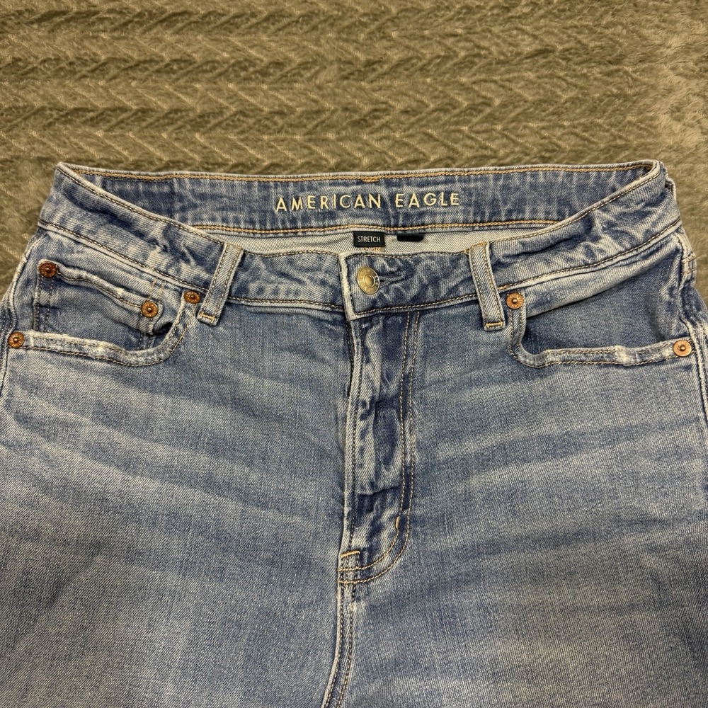 American Eagle Womens Size 6 Short Medium Super High Rise Baggy Wide Leg Jeans - Picture 2 of 16